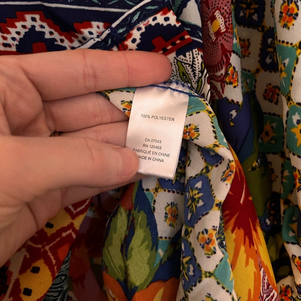 Cynthia Rowley Patchwork Tropical Floral Button Down Shirt Womens 2x Western - Picture 5 of 7